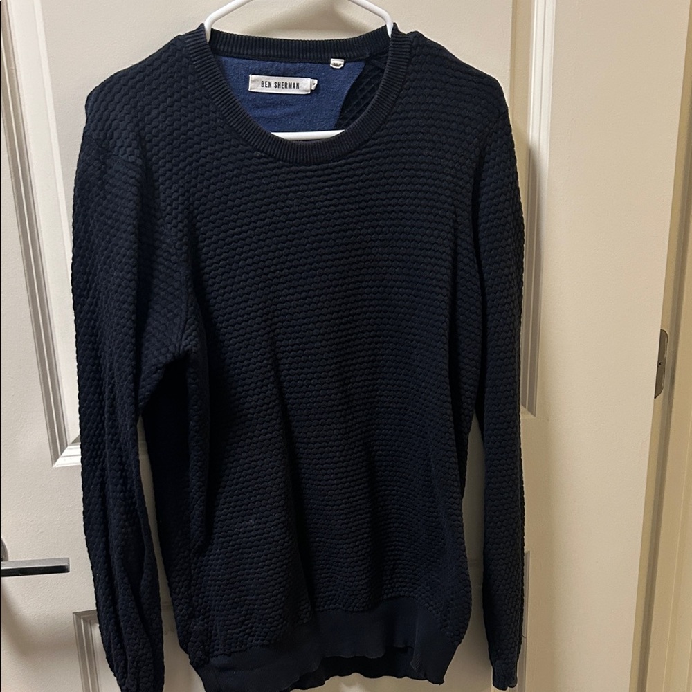 Ben Sherman Navy Textured Crewneck Sweater